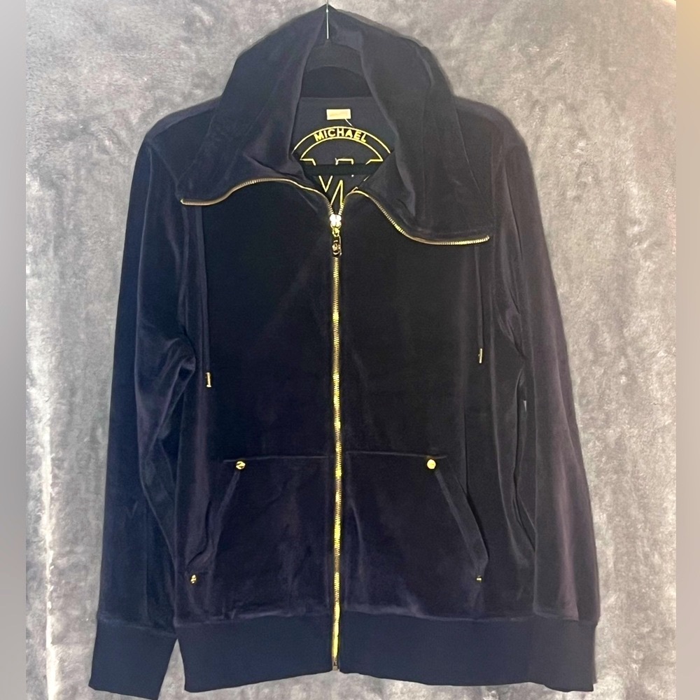 Michael Kors NWT Navy/ Black Velvet Jacket with Gold Hardware Women’s 1X